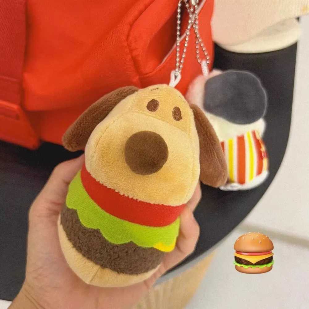 Burger plush doll keychain chicken leg French fries cute bag pendant backpack accessories cheese filled toy keychain W250411