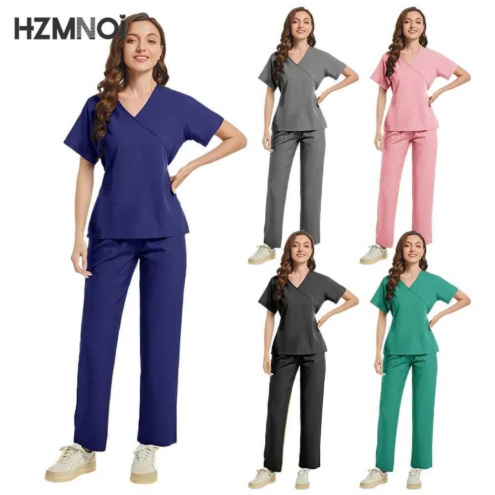 High Quty Unisex Medical Uniforms for V-neck Nurse Scurbs Set Women Hospital Doctor Workwear Oral Dental Surgery Work Uniform X250410