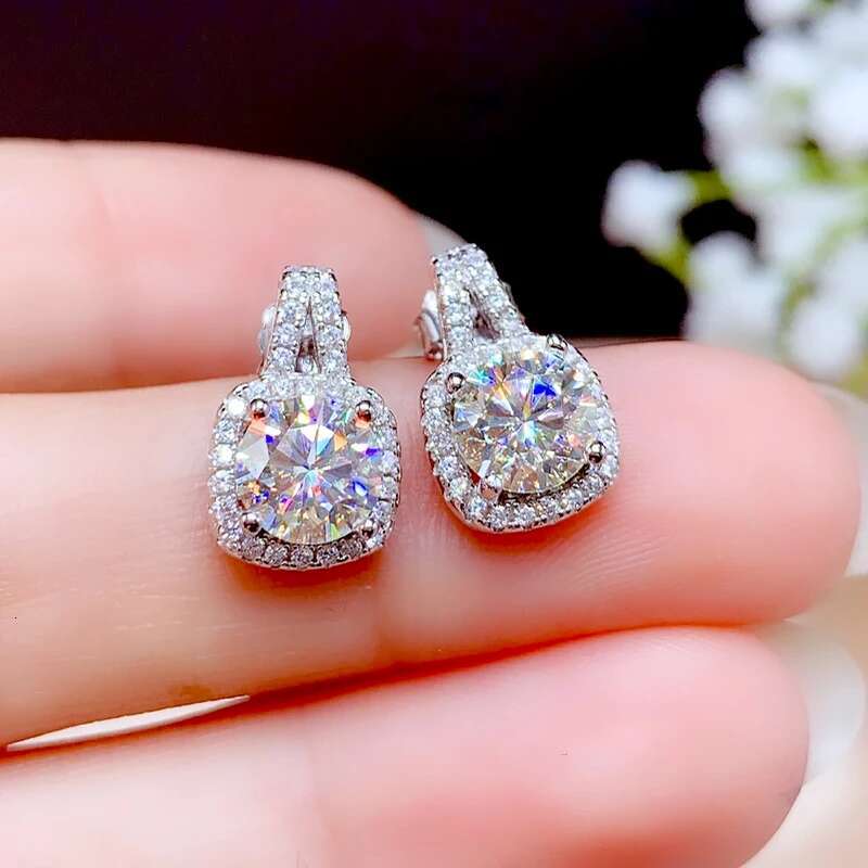 Luomansi Genuine 1CT D Color Moissanite Diamond Earrings 100% S925 Sterling Silver Super Shiny Wedding Jewelry