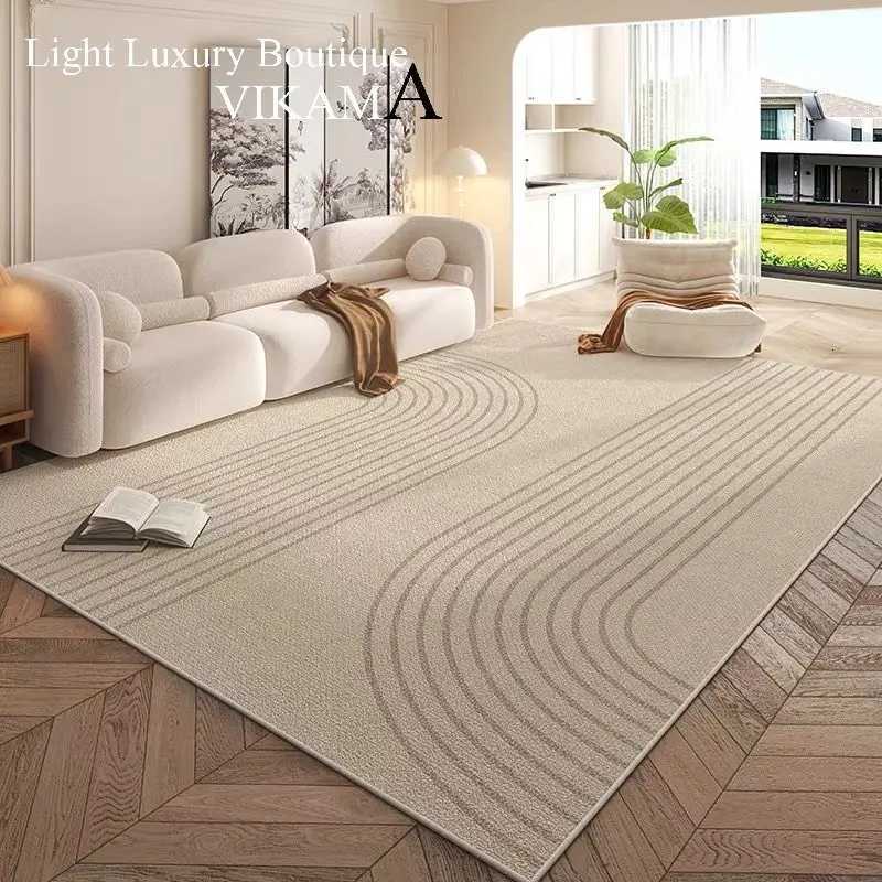 VIKAMAM French Cream Style Carpet Living Room Sofa Coffee Table Rug Washable Erasable Home Bedroom Bedside Floor Mat Checkroom Y251110