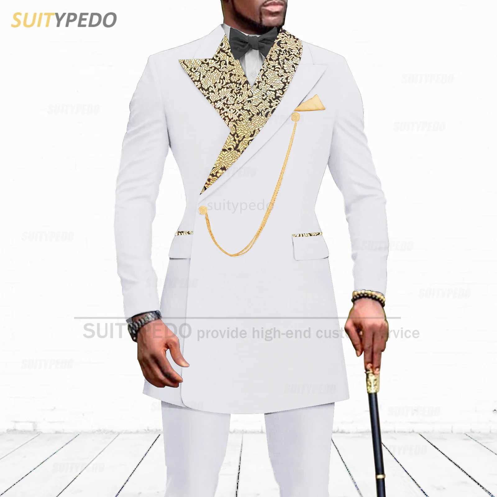 Mens ultra-thin set with fashionable floral print flat top lapel set jacket with pants 2-piece ballroom party dress luxury jacket W250410