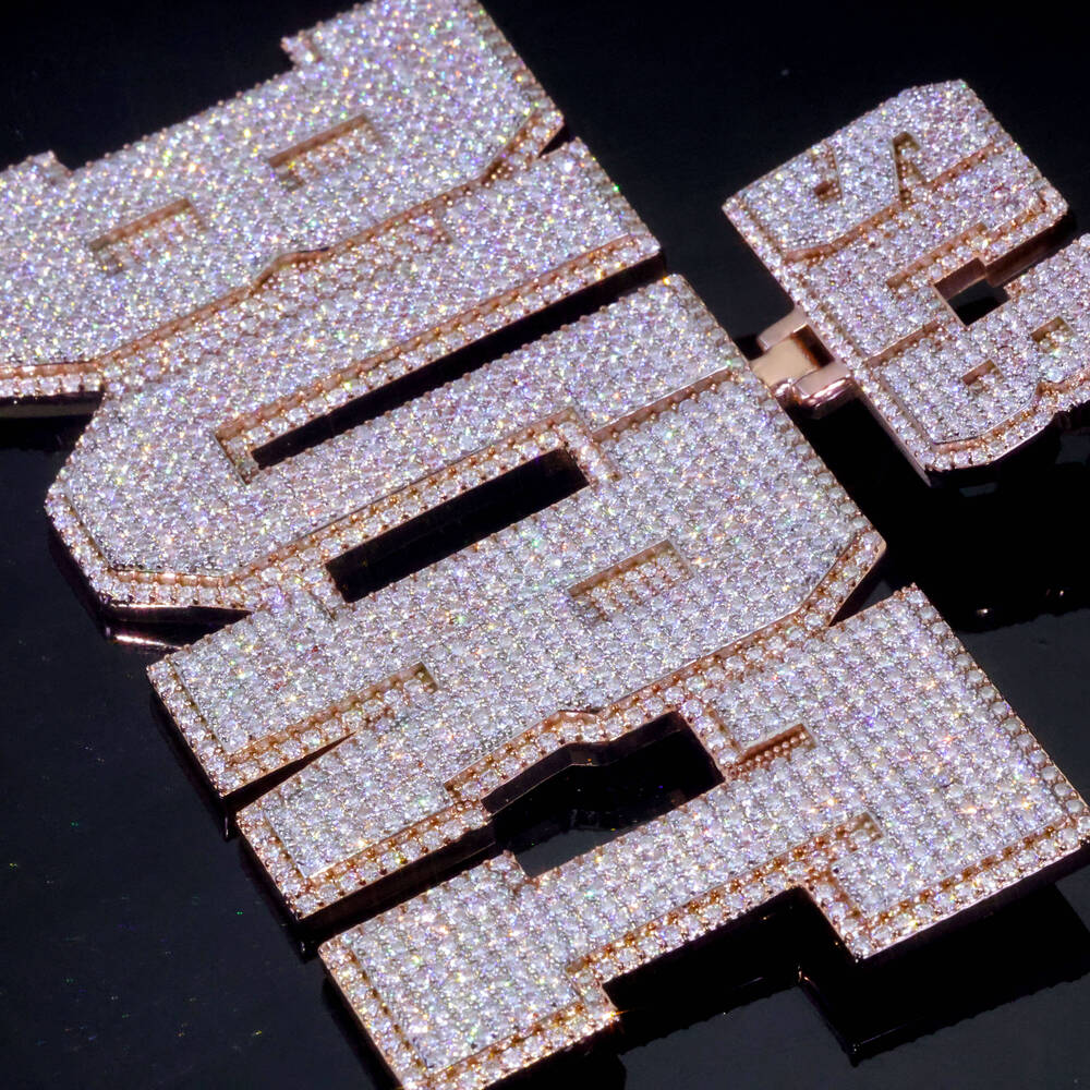 NUOYA VVS Moissanite Luxury Custom Letter Pendant Necklace Iced Out Hip Hop Fine Jewelry Rose Gold Plated Personalized Customizable