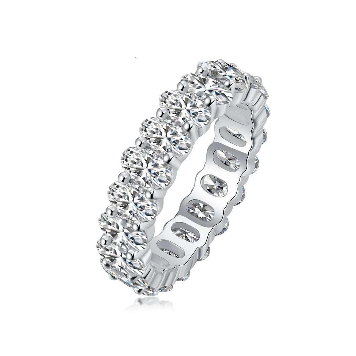 0.3CT Classic Oval Full Diamond Moissanite Ring 925 Silver Plated White Gold Fine Jewerly Ring for Lady