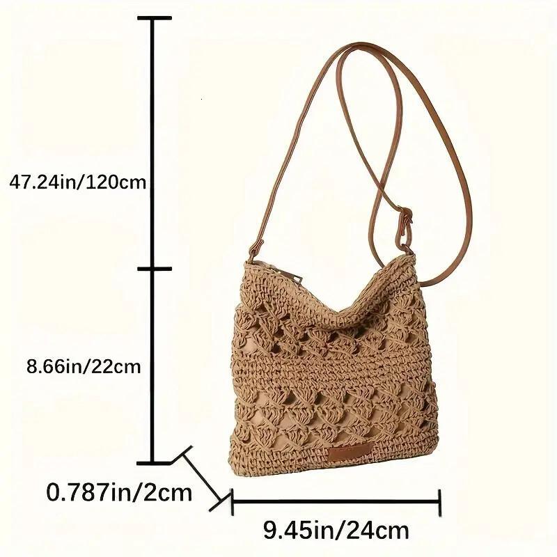 One Mini Solid Crochet Crossbody Bag With Adjustable Shoulder Strap For Women, Perfect As A Gift For Leisure, Woven Mini Bag ddmynov