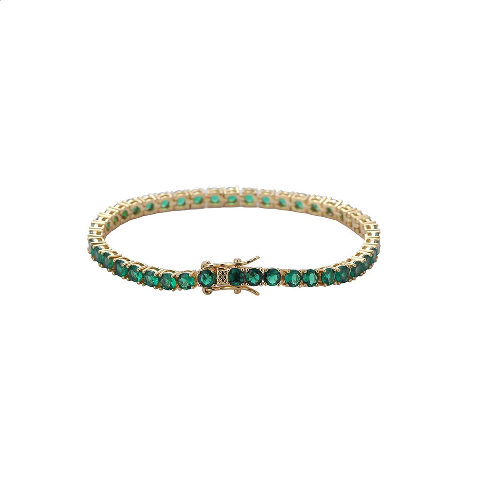 Hip Hop Iced Out Green Zircon tennis bracelet 4mm 7inch 8inch Brass Bracelet Jewelry CZ Bracelet BB203 250408