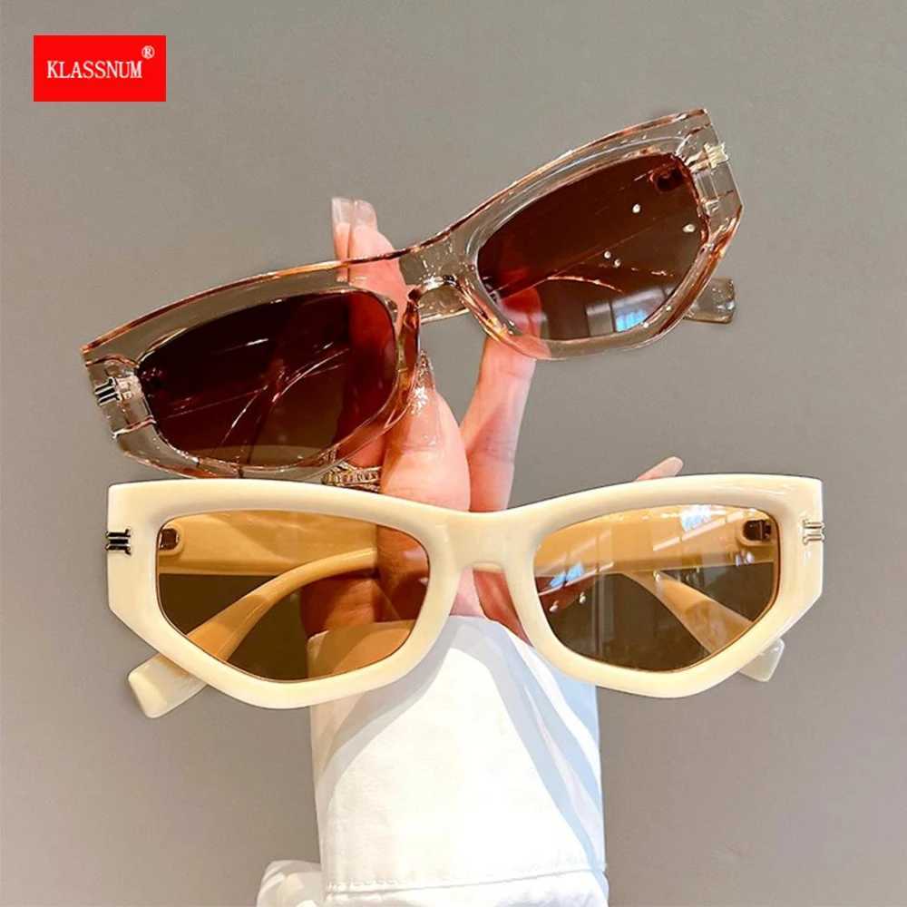 Womens Cat Eye Sunglasses 2024 Luxury Brand Designer Retro Irregular Frame Gradient Glasses UV400 Sunshade Womens SunglassesT250411