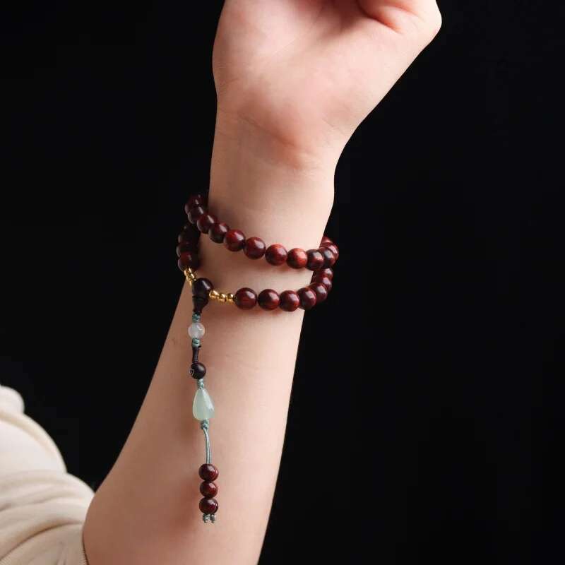 UMQ Advanced Small Leaf Rosewood DIY Men'S And Ladies' Bracelets Old Barrel Retro Style Double Circle Buddha Beads Auspici