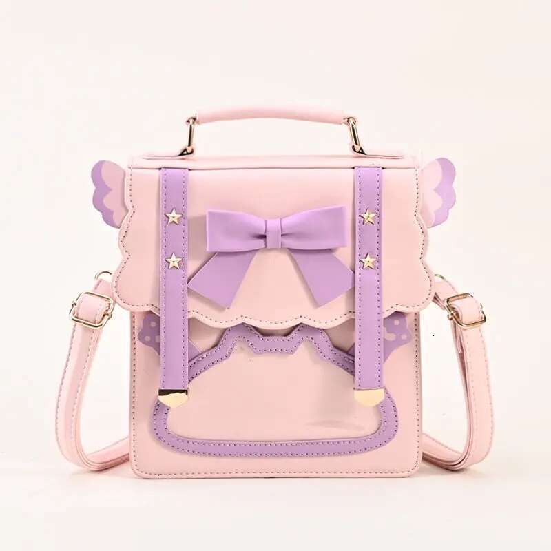 Women's Bags Student Shoulder Uniform Ita Transparent 3way Portable Lolita Messenger Bag Soft Girl Bow Backpack Japanese Jk College Bags