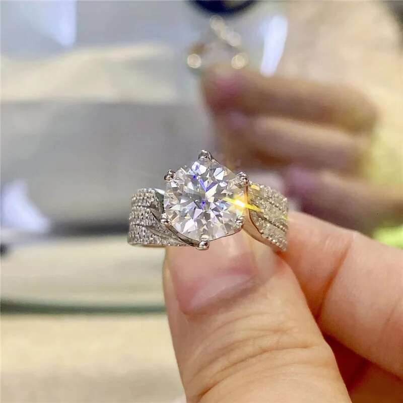 5CT Moissanite Womens Ring Color Moissanite Pass Diamond Pen Top Quality Marriage Proposal Engagement Moissanite Ring for Women