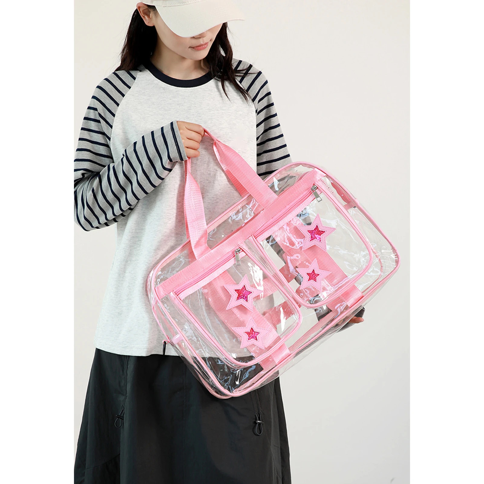Women Clear Tote Bag for Seaside Travel Transparent PVC Shoulder Concert Bag 251110