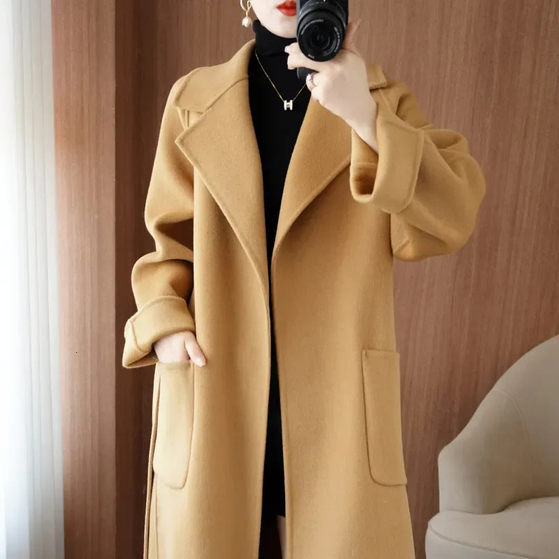 100 Pure Wool DoubleSided Cashmere Coat Women Autumn And Winter High Grade MiddleAged Woolen Female Loose Outerwear B573 251104