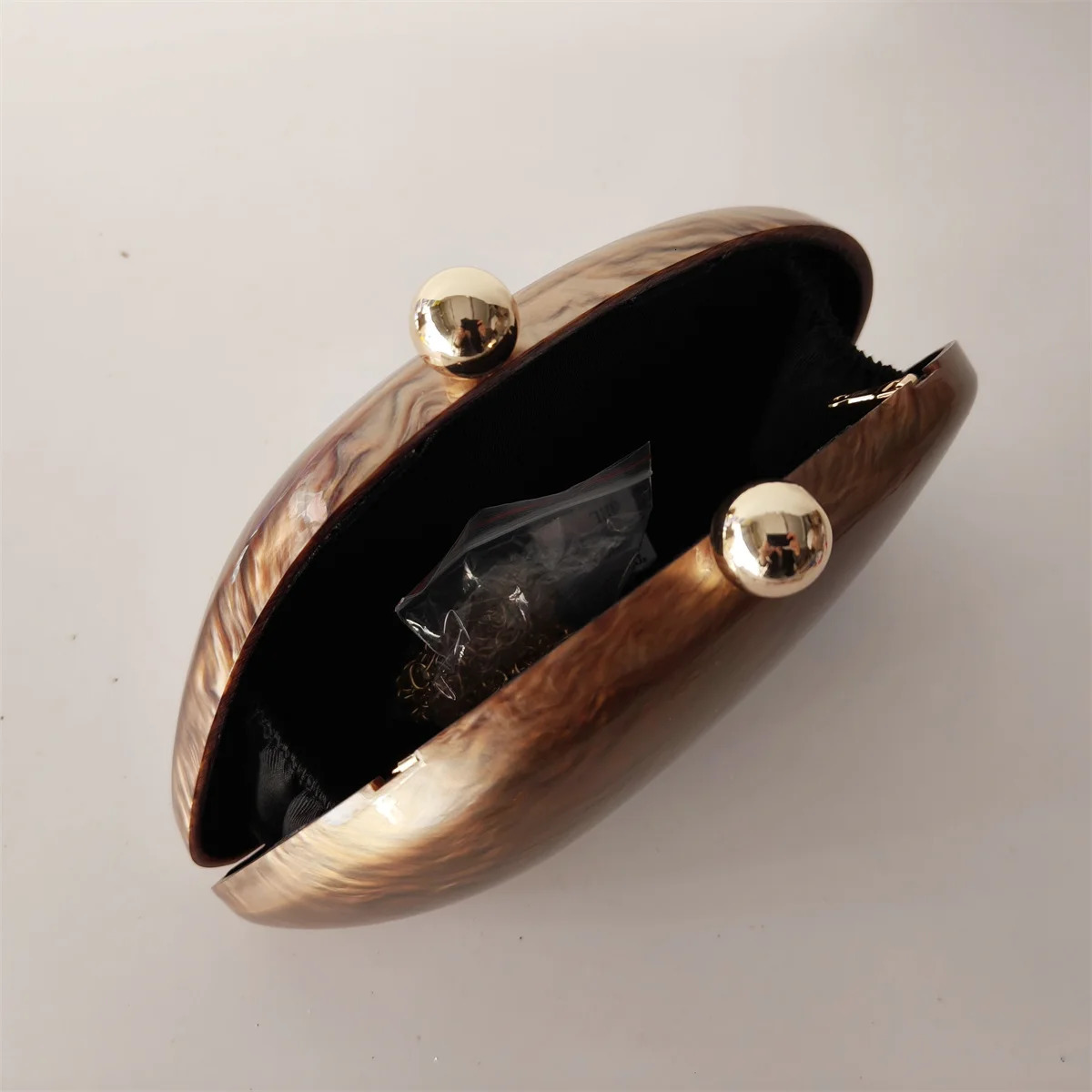 Pearl Brown Dumpling Shape Acrylic Box Clutches Party Purse L Evening Bags Lady Wedding Bridesmaid Clutches Minaudiere Handbags 251106