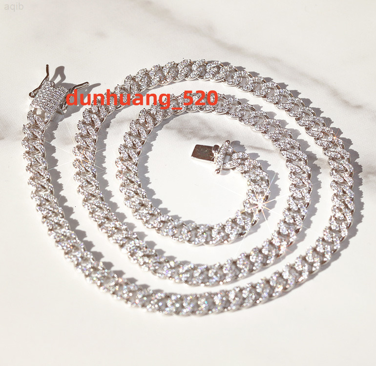 High Quality Pass Diamond Test Vvs Moissanite 6mm Single Row Hip Hop Sterling Silver Custom Moissanite Cuban Chain