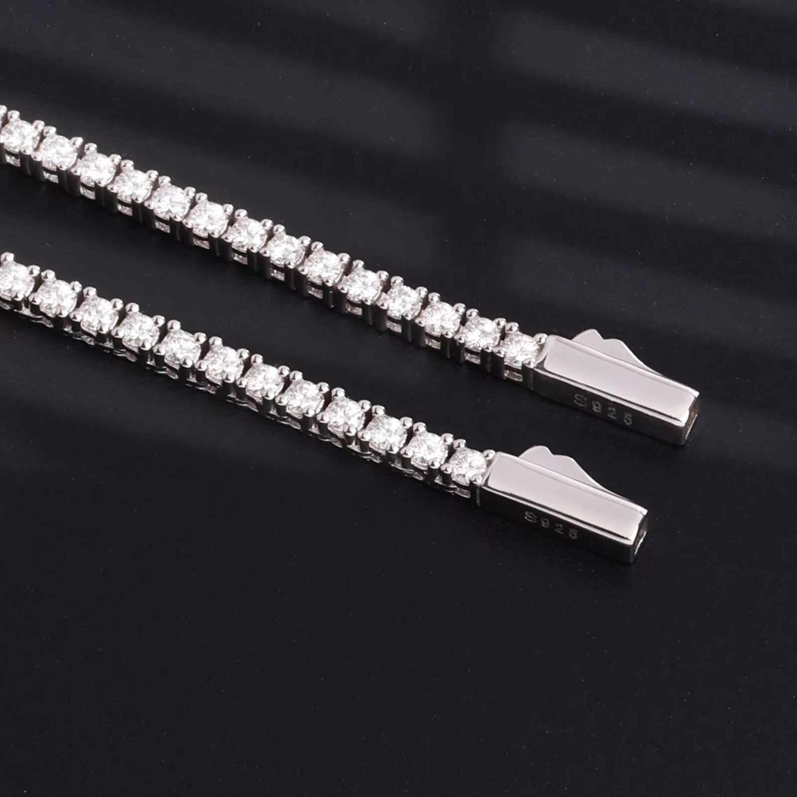 Hip Hop 925 Sterling Silver Tennis Bracelet Necklace Iced Out 2mm Silver Moissanite Gold Plated Chain for Parties Gifts