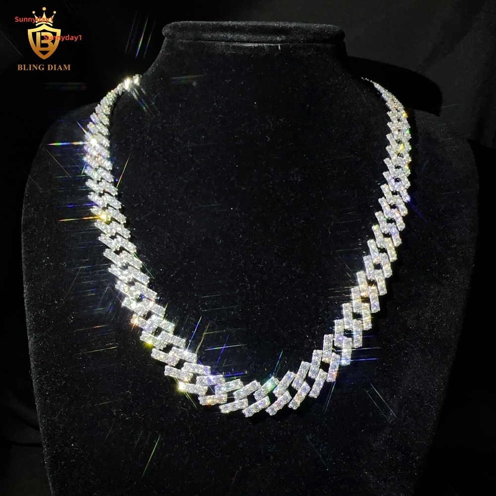 126mm GAR Certificated Iced Out Hip Hop Jewelry VVS Moissanite Diamond Sterling Silver 925 Miami Cuban Link Chain Necklace