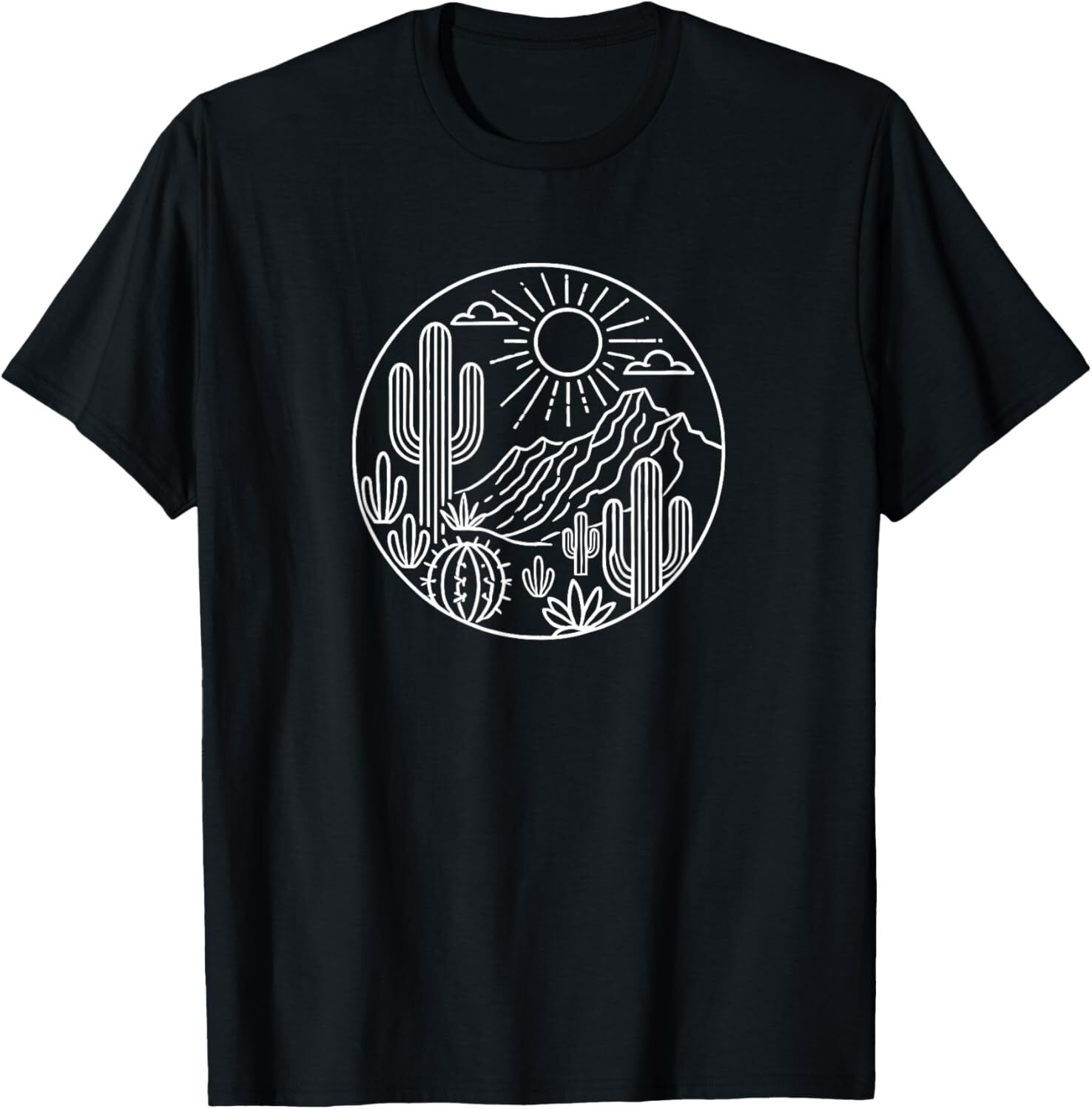 T shirt for Mens Sunrise Mountain Nature Cute Hiking Outdoors Desert Cactus Graphic Tee Casual Tops Clothes Short sleeve