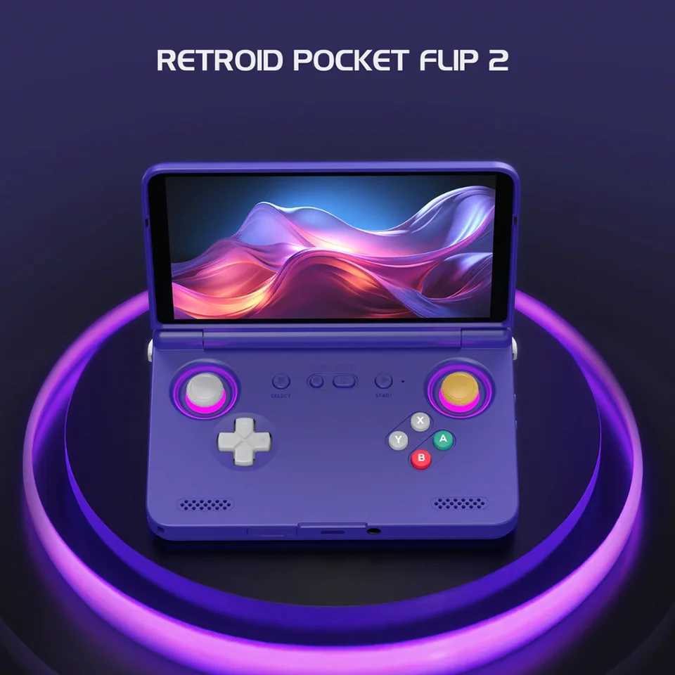Retroid Pocket Flip 2 Handheld Game Console 55Inch AMOLED Screen SD865 RP Flip2 8GB 128GB Android System 5000mAh Wifi6M251111