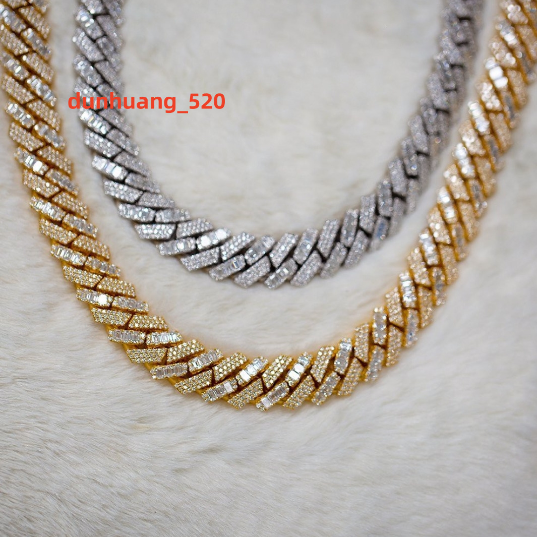Iced Out Full Vvs Round and Baguette Moissanite Diamond Custom Men Pendant Necklace S925 Sterling Silver Necklace