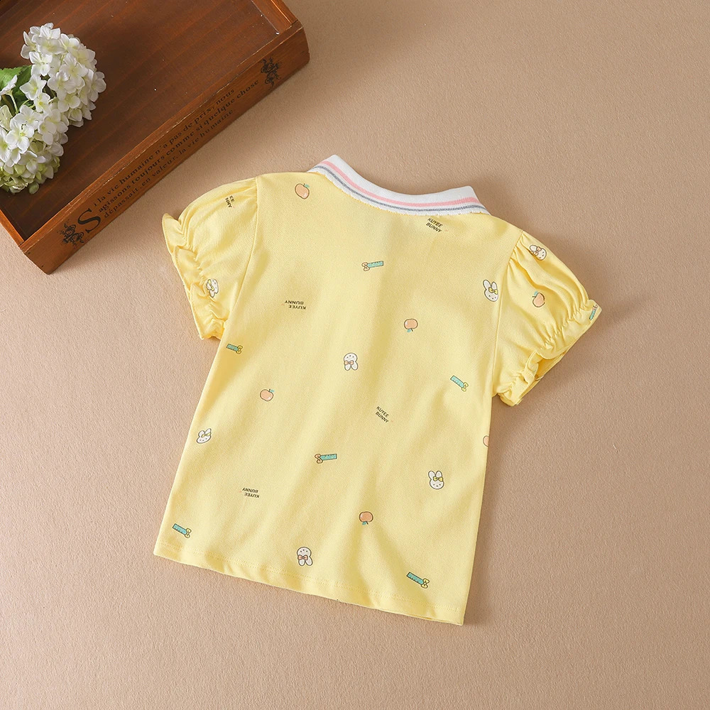 Baby Girls Summer Shirt Kids Cotton Short Sleeved Clothes Kids Polo T-shirt Baby Turn-Down Collar Clothes 250410