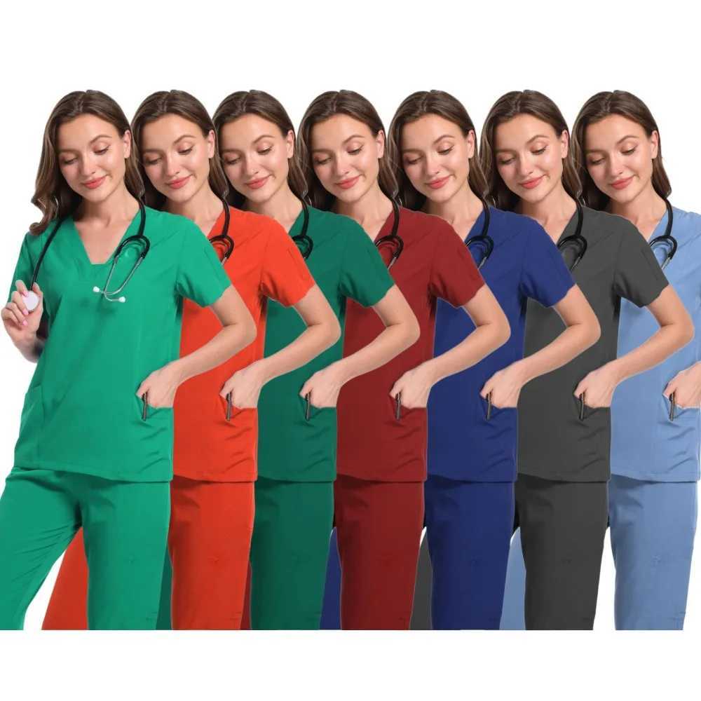 Nurse Uniform Scrubs Sets Women Blouse Medicale Femme Nursing Pants Suits Medical Accessories Healthcare Beauty Sns Work Wear X250410