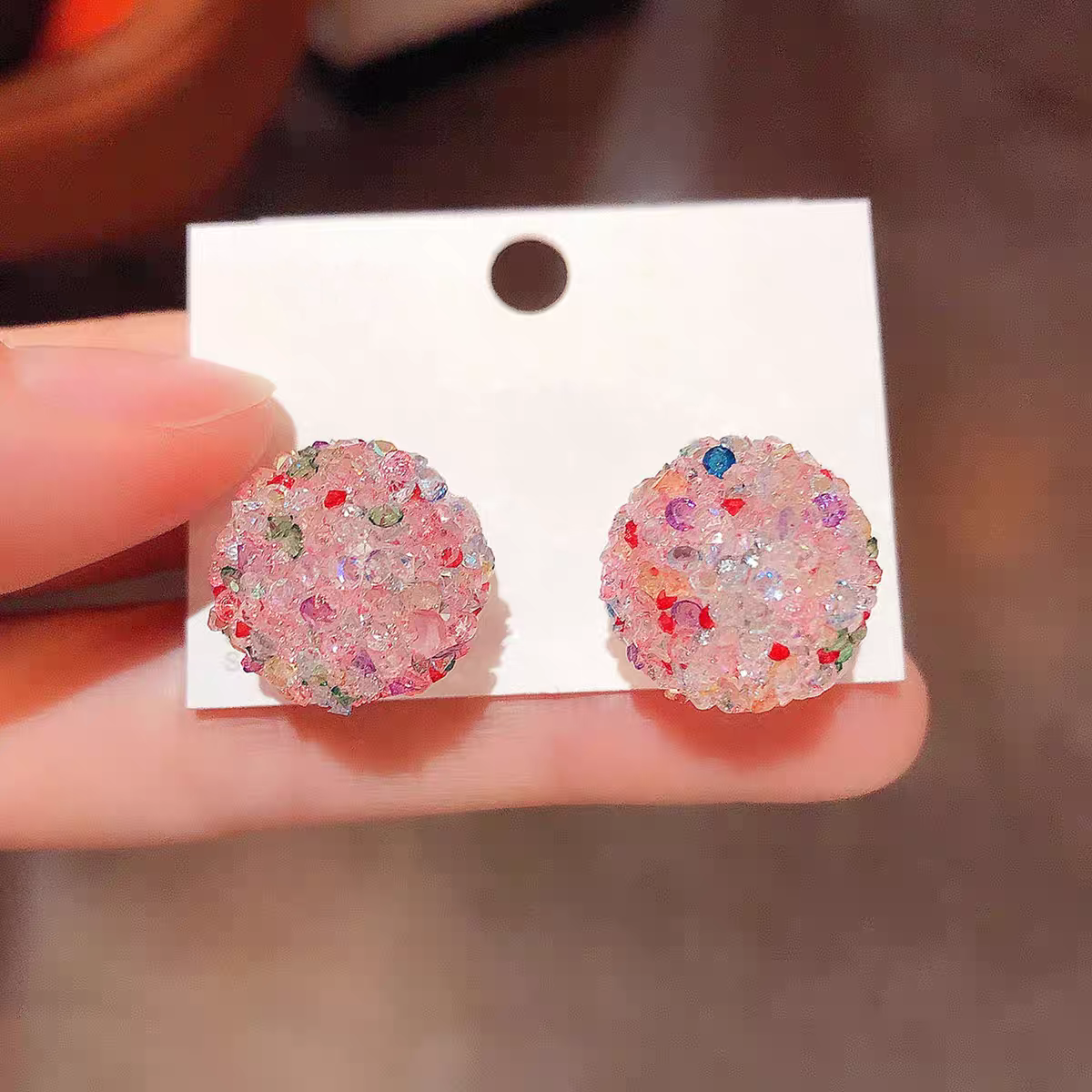 Chic Colored Crystal Heart Earrings for Her - Sparkling Diamond Details Included