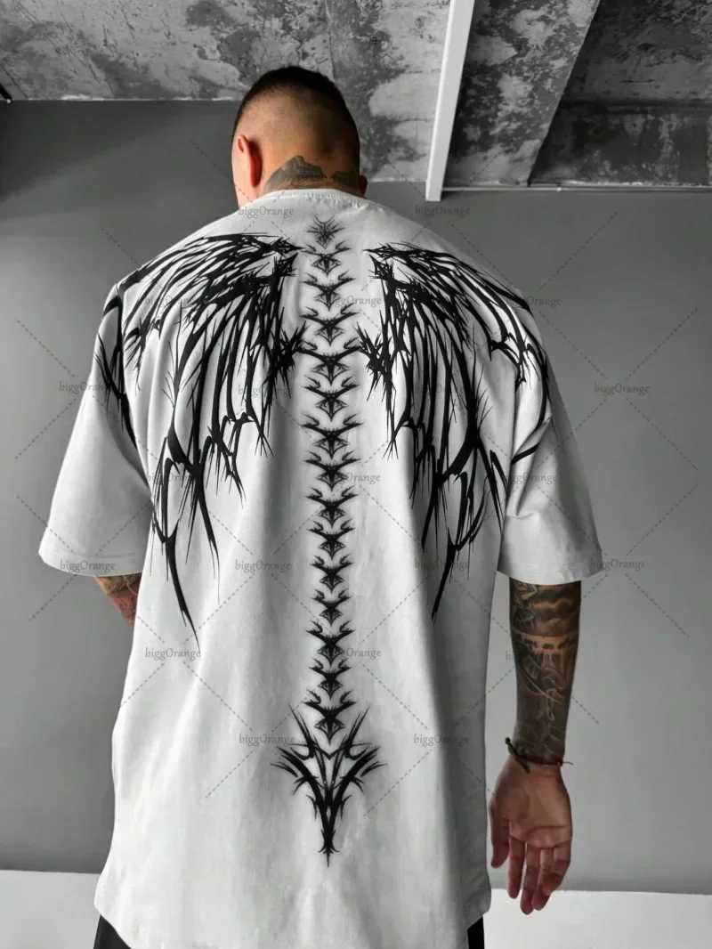 New Gothic Skull Pattern Short Sleeve Mens Hip Hop Top Y2K Street Harajuku Short Sleeve Fashion Punk T-shirt M250411