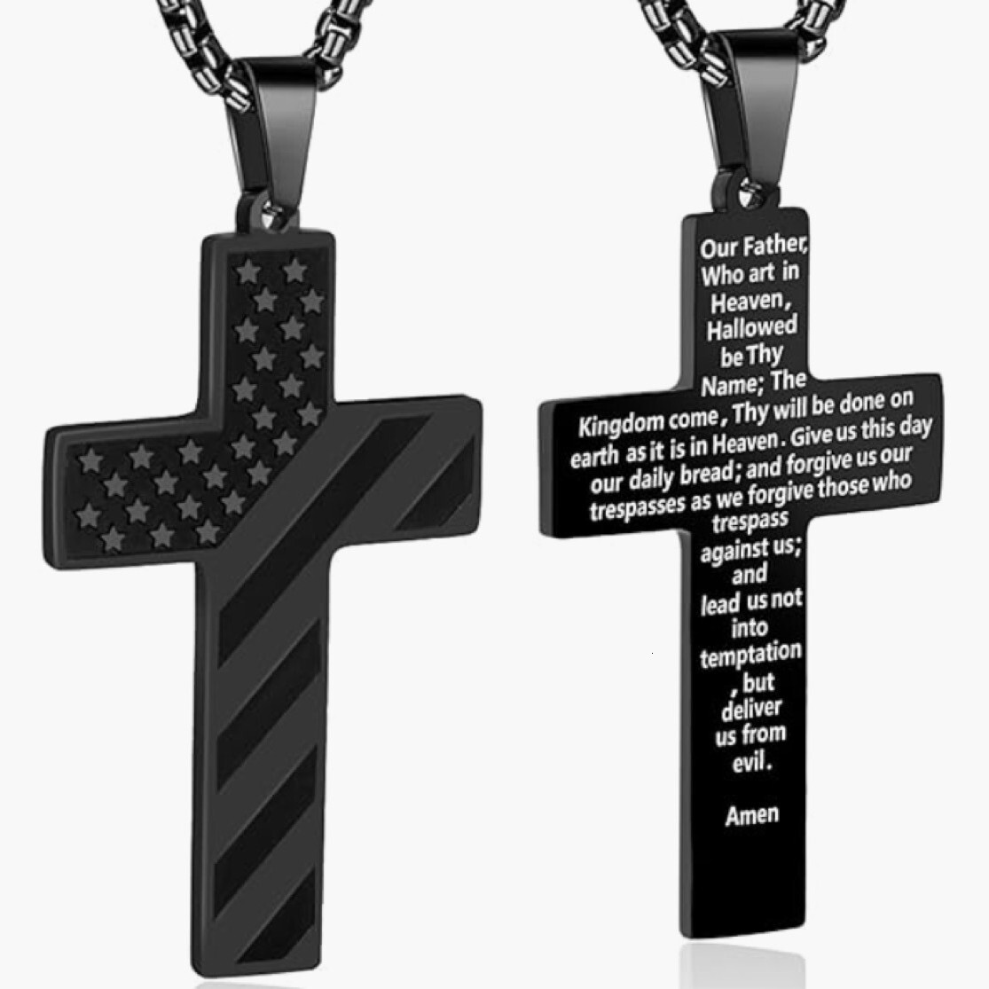 New Stainless Steel American Flag Graphic Engraving Necklace Cross Sports Style Niche Jewelry