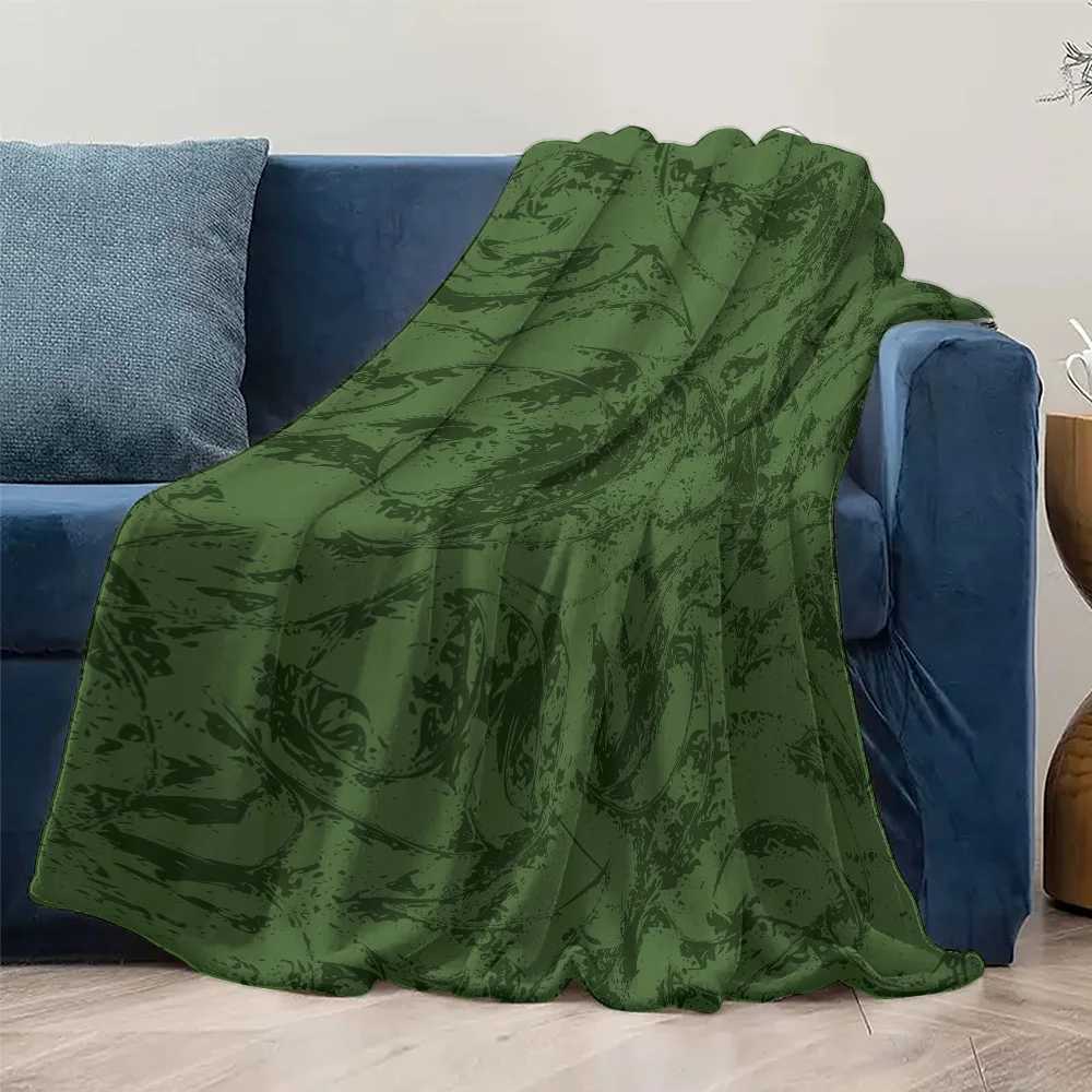 Dark Green Plaid Fleece Blanket Soft Throw Blanket for Sofa Bed Room Decoration Gift C251111
