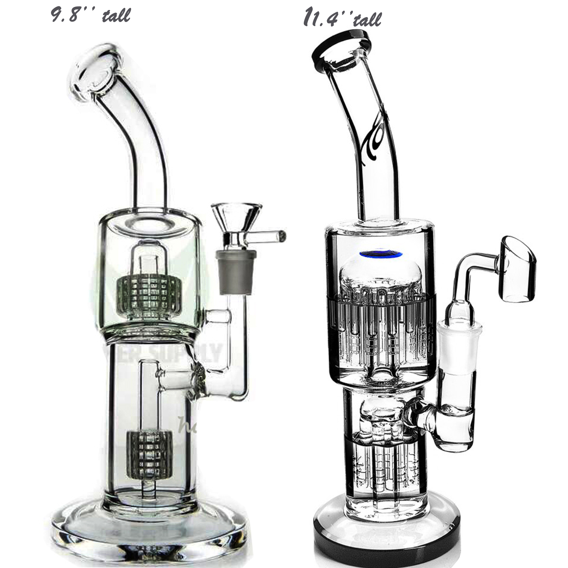 Double Matrix Perc Bong Big glass Smoking Water Pipes Bubbler Hookahs Recycler Water Bongs Bowl Piece