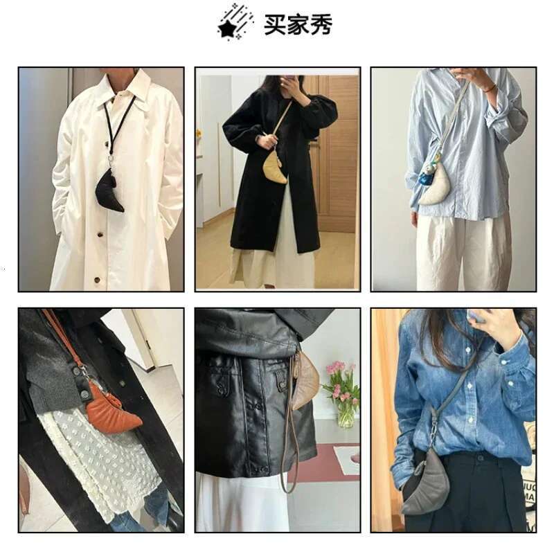 Original Design Mini Calfskin Croissant Ladies Fashion Key Card Bag Crossbody Coin Purse