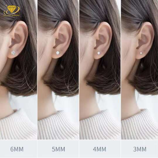 Fashion Jewelry Earrings 3mm-10mm Classic Mossanite Screw Back Earrings Hypoallergenic Silver 925 Vvs Moissanite Stud Earrings
