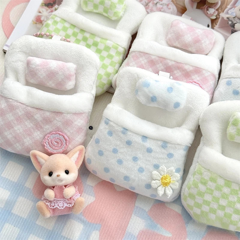 Cute Plush Anime Animal Doll Bag Pendant Keychain Four-leaf Clover Quilt Mini Sleeping Bag Doll Backpack Pendant 251110