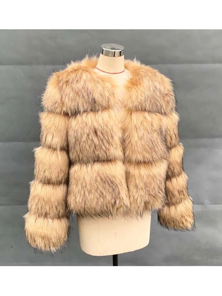 ZADORIN Woman Fashion Faux Raccoon Fur Coat Short Warm Fur Top Furry Jacket Women Winter Plush Fluffy Fur Coats for Woman 251105