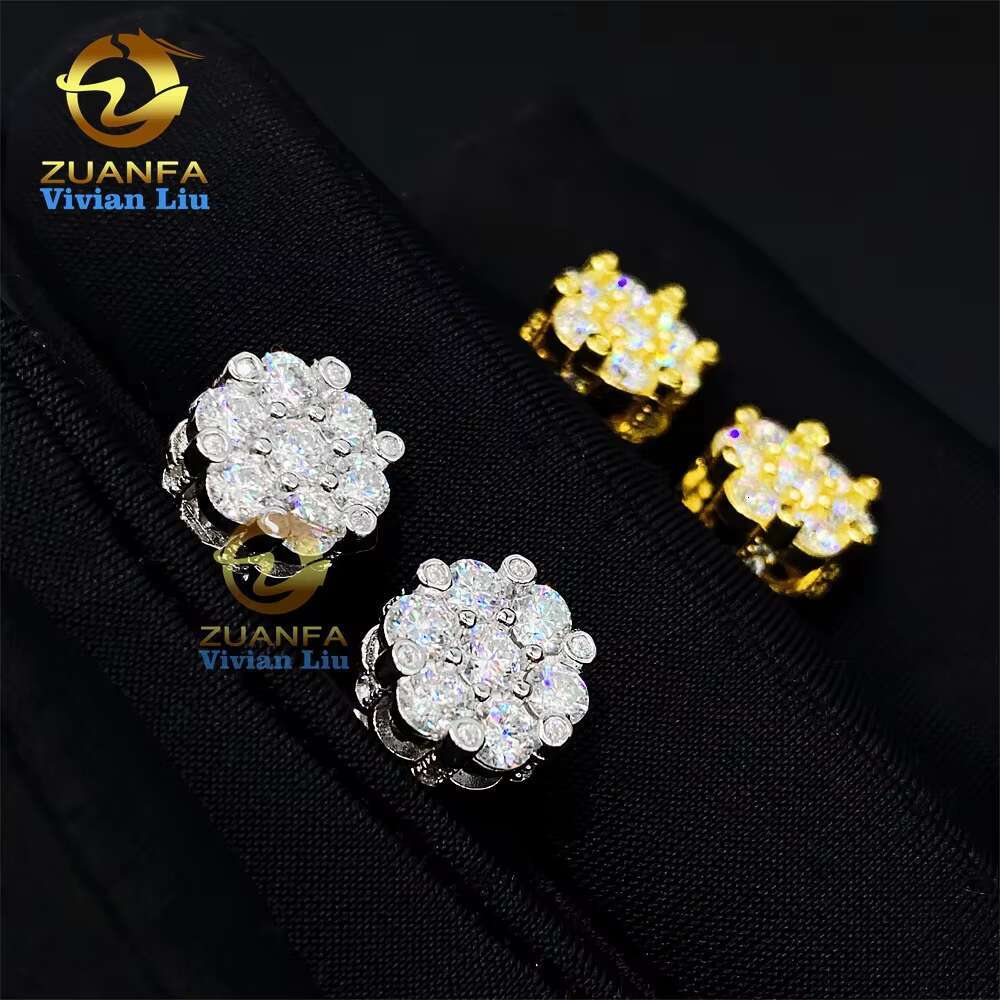 Wholesale Price Shiny 925 Sterling Silver Diamond Fine Jewelry Vvs Moissanite Jewelry Stud Earrings