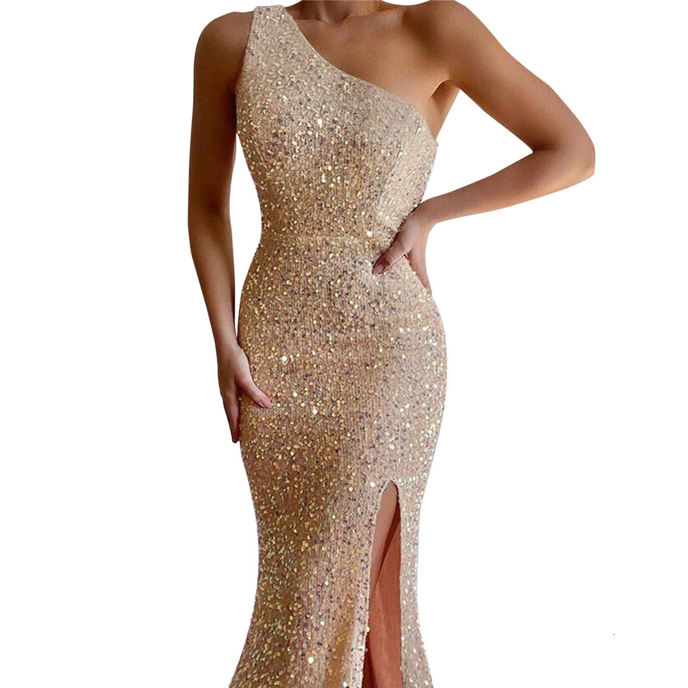 2025 Summer New Wear Hot Selling Women's Sleeveless One Shoulder Sequin Dress