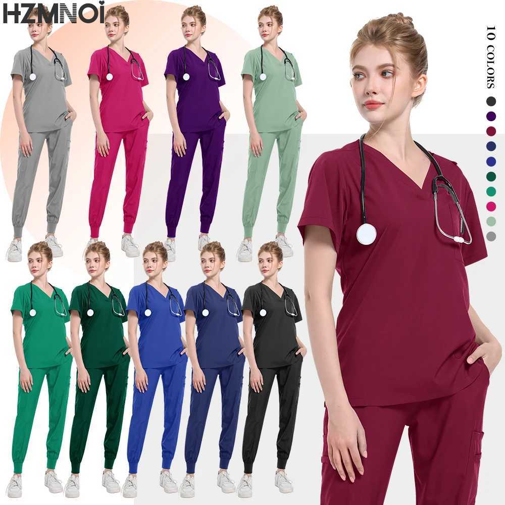 New Unisex Medical Uniforms for V-neck Nurse Scurbs Set Women Hospital Doctor Workwear Oral Dental Surgery Medical Uniforms X2504101