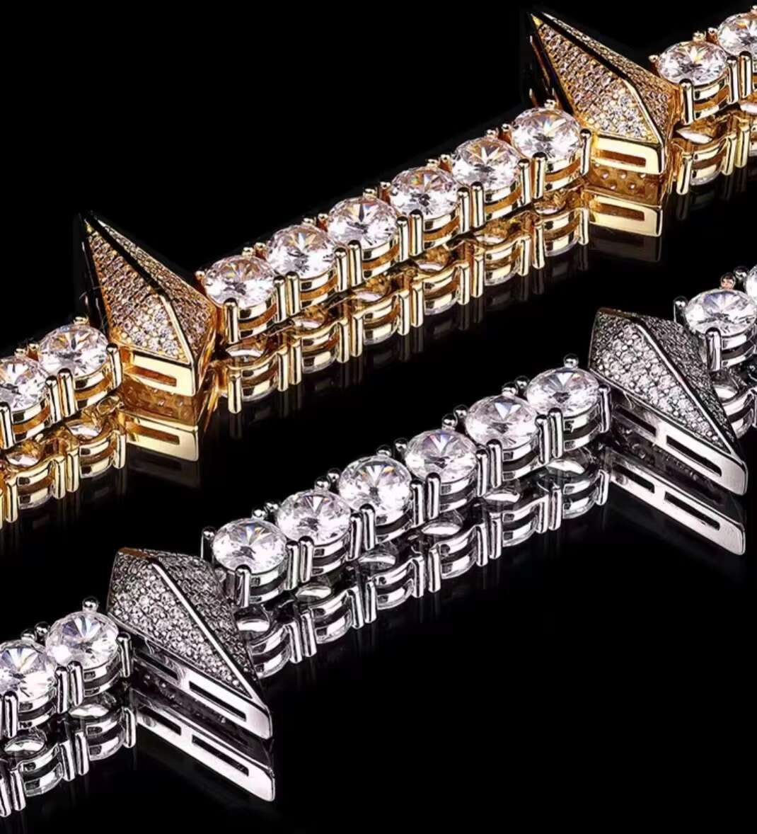 Custom Jewelry High Quality S925 Sterling Hiphop VVS Moissanite Diamond Tennis Link Chain