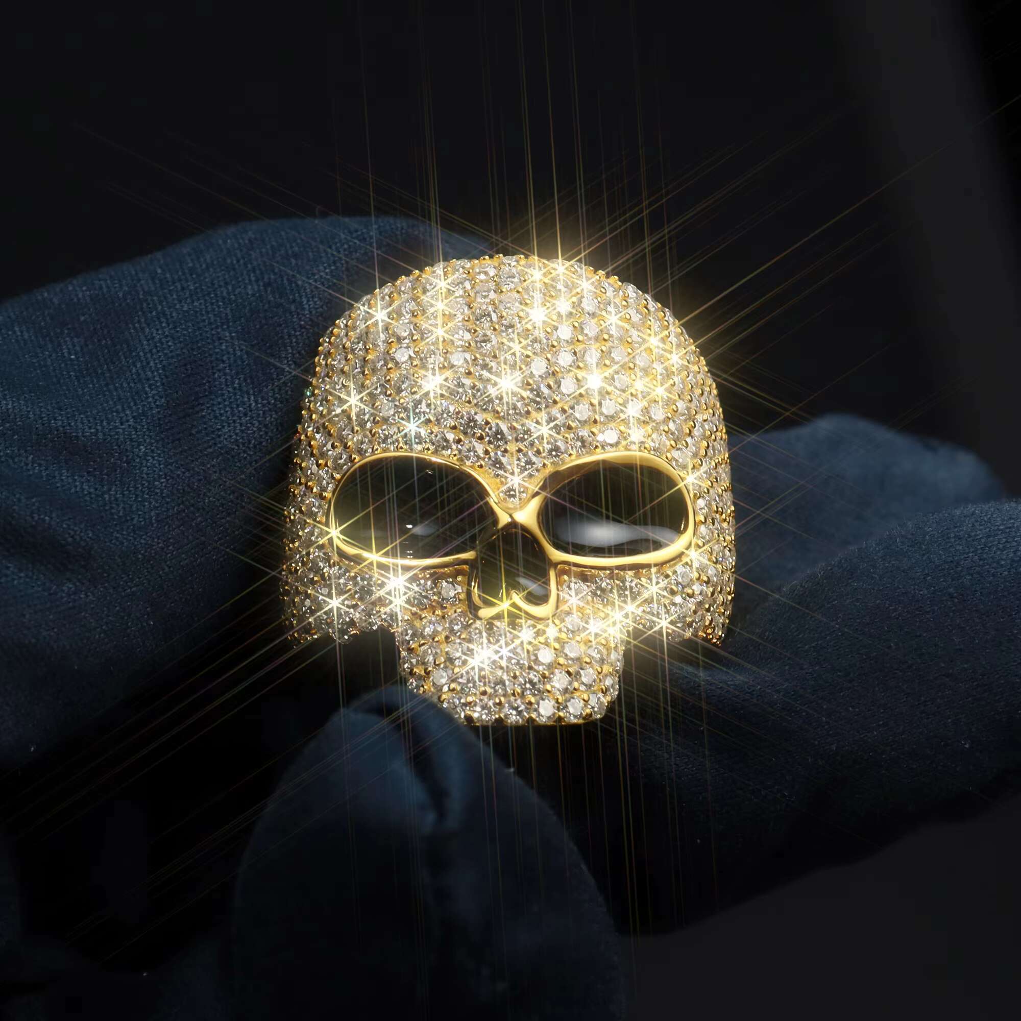 Personalized Luxury Iced Out Skelton Silver and VVS1 Moissanite Ready to Ship Customized HipHop Rings Print Inner Mark