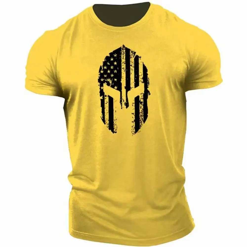 Spartans mens retro graphic 3D T-shirt O-neck oversized clothing fashionable streetwear mens top fitness suit M250411
