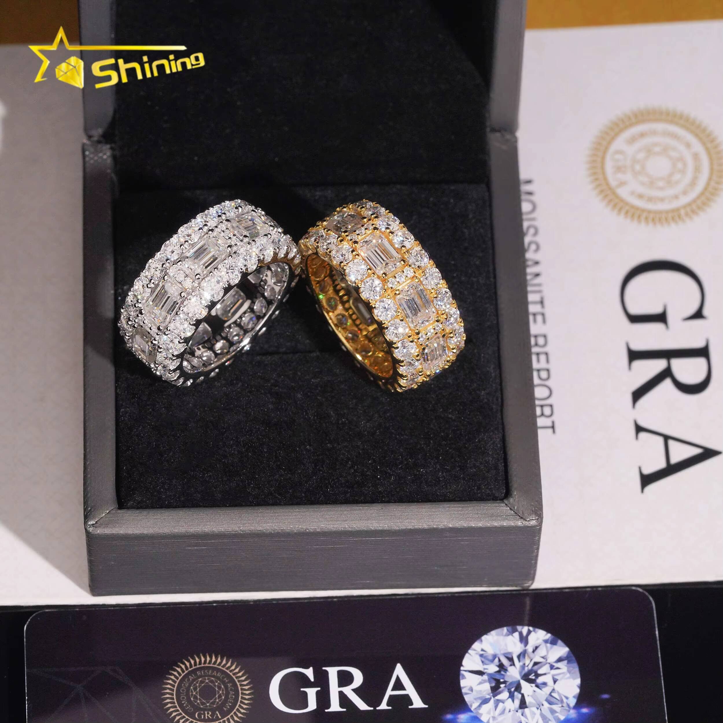 GRA Cert Pass Diamond Tester Wholesale Solid Silver 925 VVS Moissanite Fully Iced Out Engagement Eternity Band Ring Wedding Ring