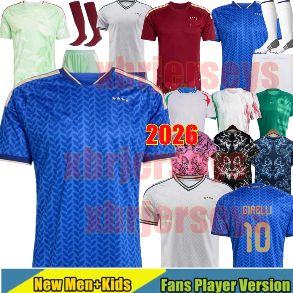 26 27 Italys national Soccer Jerseys RETEGUI BARELLA FRATTESI PELLEGRINI 2026 Italia Women's Shirts C H I E S A GIRELLI 4XL 2025 football team Men Kids kits