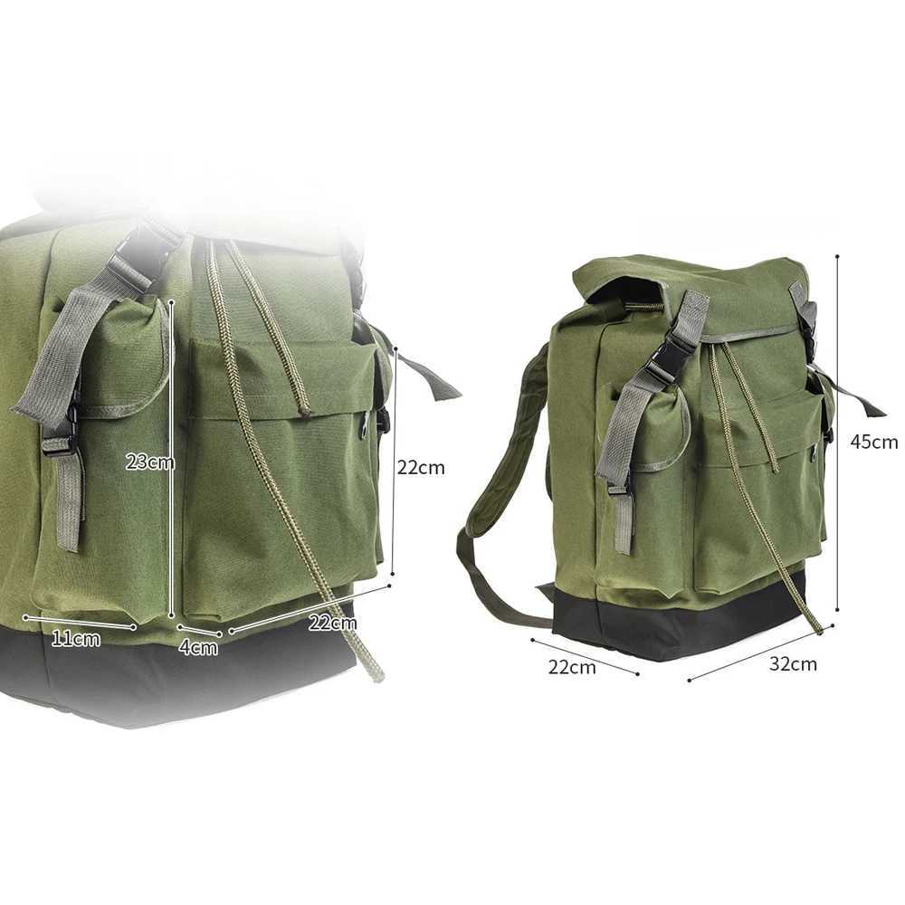 70L Large Capacity Multifunctional Army Green Canvas Carp Fishing Bag Fishing Tackle Backpack Serviceable Wear-resistant to Use Z250411