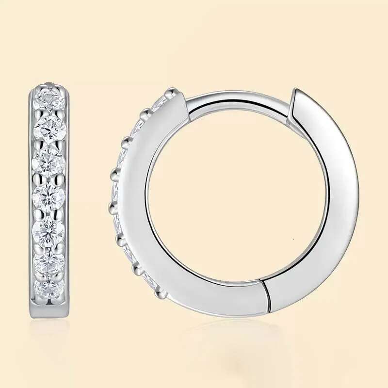 1.5mm D Color VVS1 Moissanite Hoop Earrings 925 Sterling Silver Fine Women Jewelry Lab Diamond Circle Huggie Earrings Pass Test