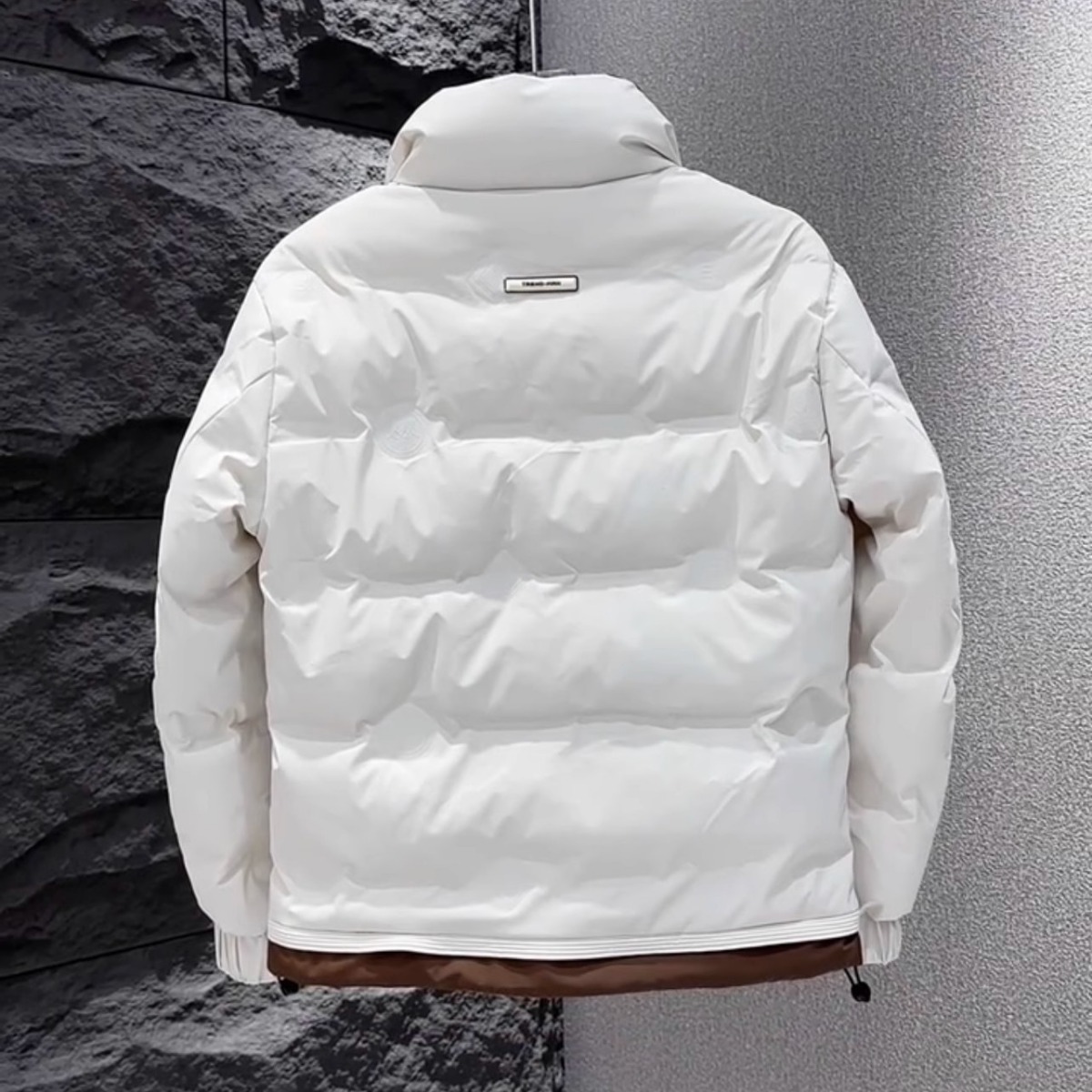 Men's stand-up collar down jacket winter fashion warm tooling style jacket multi-pocket design simple all-match casual top