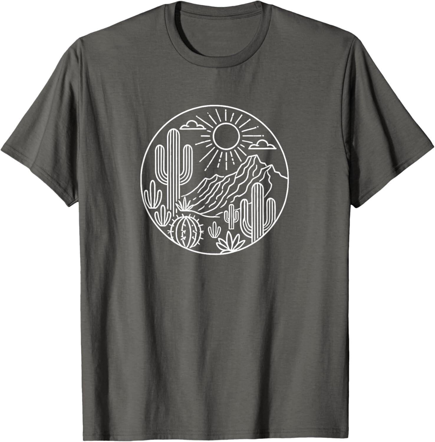 T shirt for Mens Sunrise Mountain Nature Cute Hiking Outdoors Desert Cactus Graphic Tee Casual Tops Clothes Short sleeve