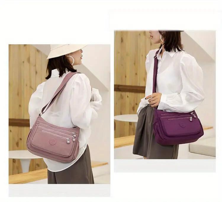 portable unisex sports pink durable outdoor travel crossbody cycling light shoulder nylon bag with zipper ddmynov