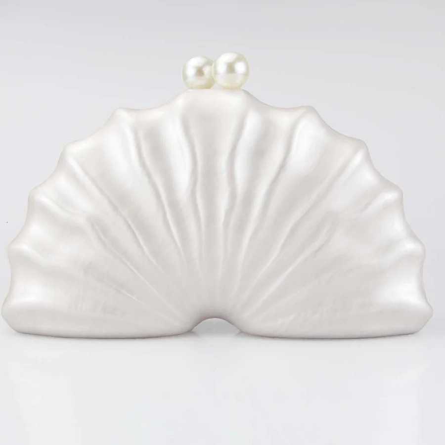 Acrylic shell shape clutch bag women evening party cute purse white pink champagne shell handbag chain shoulder bag sac 251106