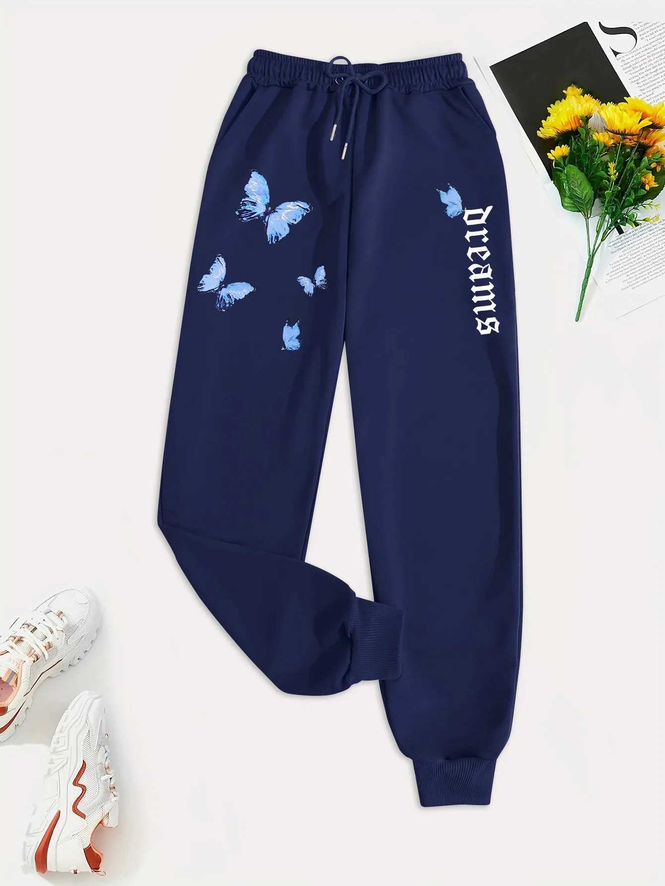 Fashion Trend Street Sports Pants New Style Dream Beautiful Butterfly Pattern Printed Couple Casual Trouser Version S-3XLXJ250410