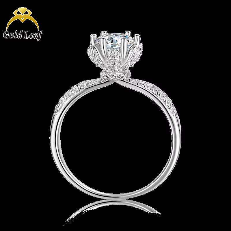 Goldleaf Jewelry Luxury 925 Silver with Moissanite Diamond Wedding Rings Moissanite Ring