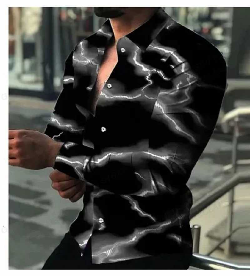 Mens Colorful Printed Long Sleeve Shirt Mens Casual Fashion Street Mens Shirt Lapel Single Breasted Long Sleeve K251110